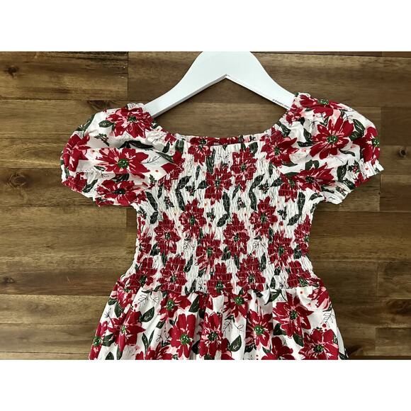 NWT SweetHoney Smocked Knit Romper Short Sleeve Red Pretty Poinsettia Pants 7 - Picture 2 of 7